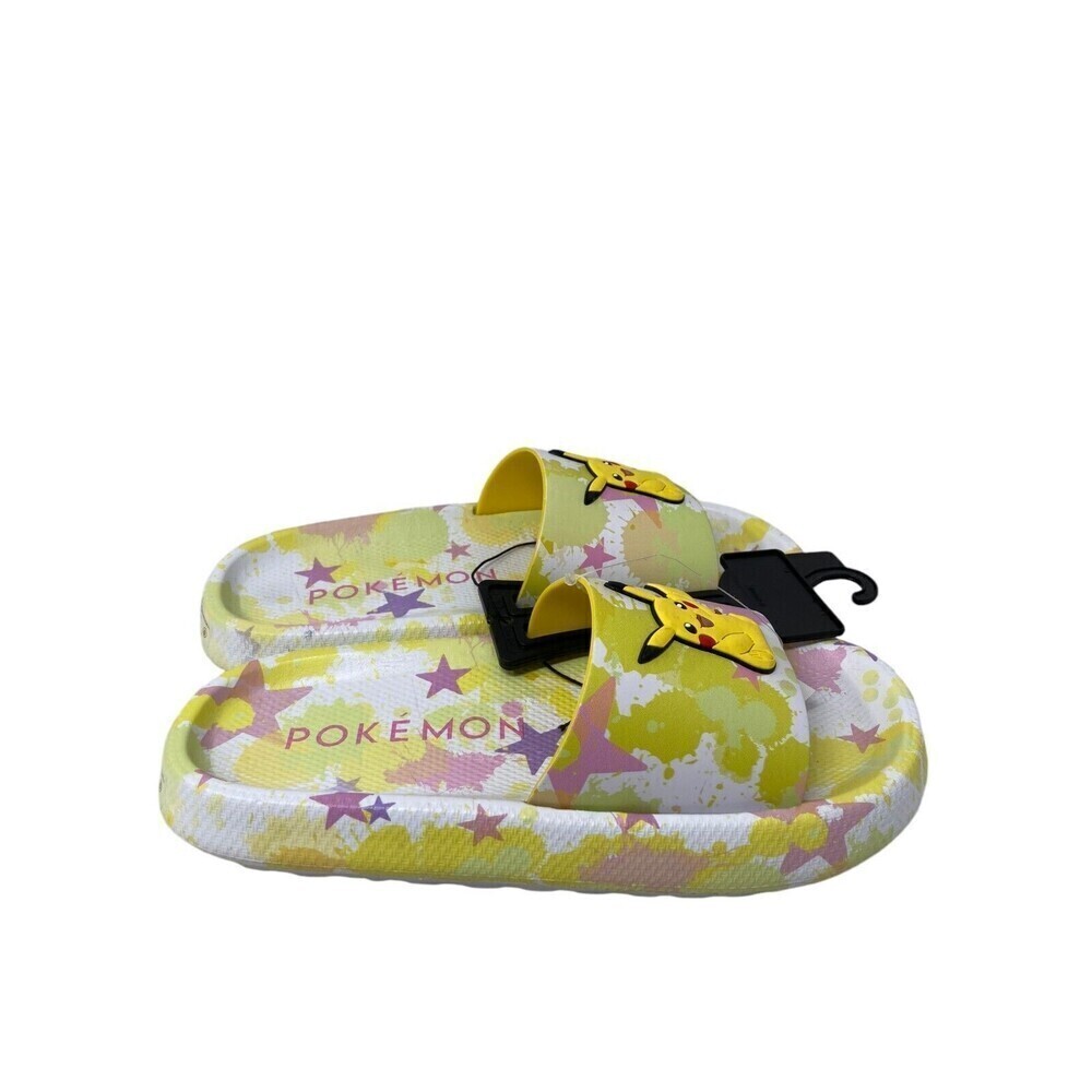 Pikachu Pokemon Slides Women's Size 8 Yellow Stars Nintendo Ground Up